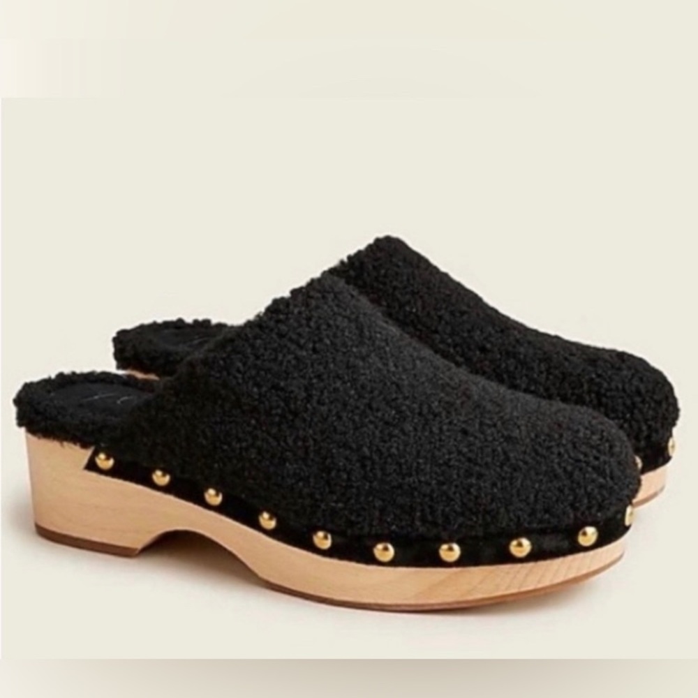 J Crew Curly Faux Shearling Clog - Picture 1 of 7